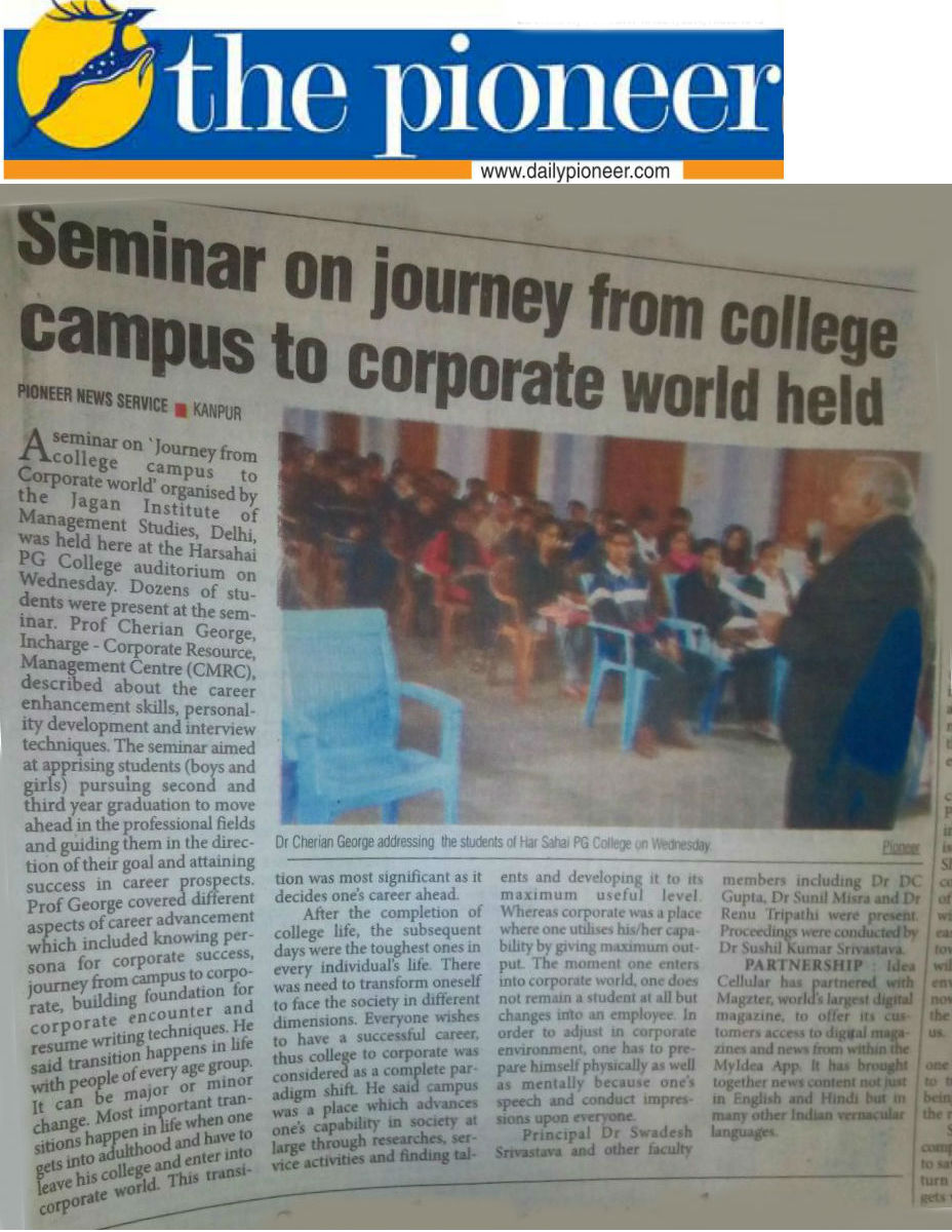 Seminar on journey from college campus to corporate world