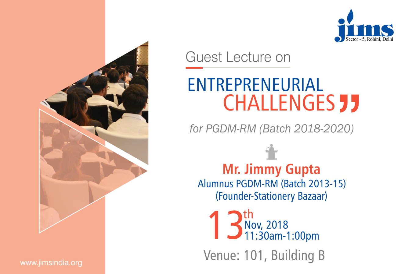 JIMS Rohini Guest Lecture on Entrepreneurial Challenges