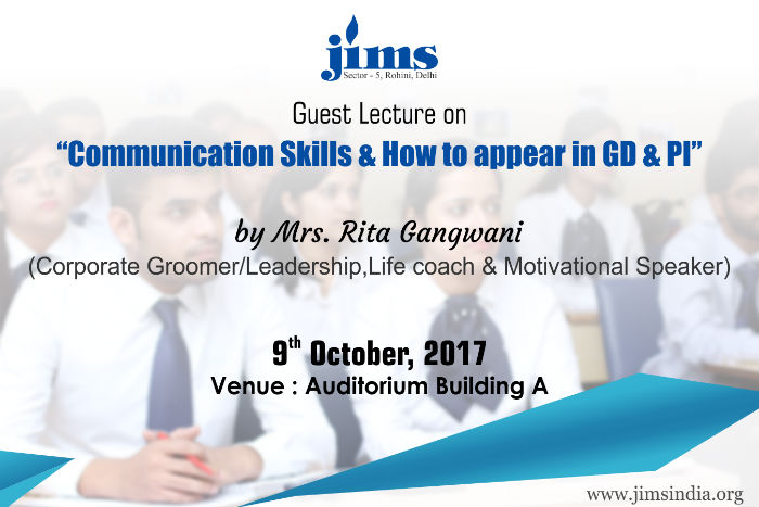 JIMS is organizing guest lecture session on Communication Skills & How to appear in GD & PI for BBA/BCA