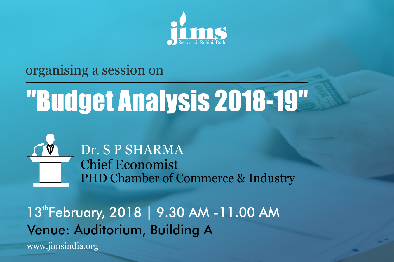 A Session on Budget Analysis 2018-19 at JIMS Rohini