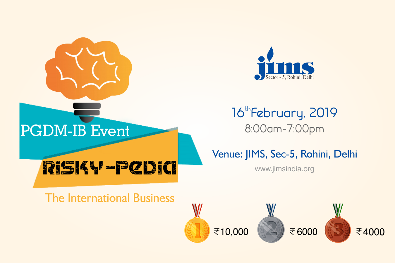 JIMS Rohini IB Club is Organising RISKY-PEDIA: the International Business on 16th February, 2019 @ JIMS Rohini Campus