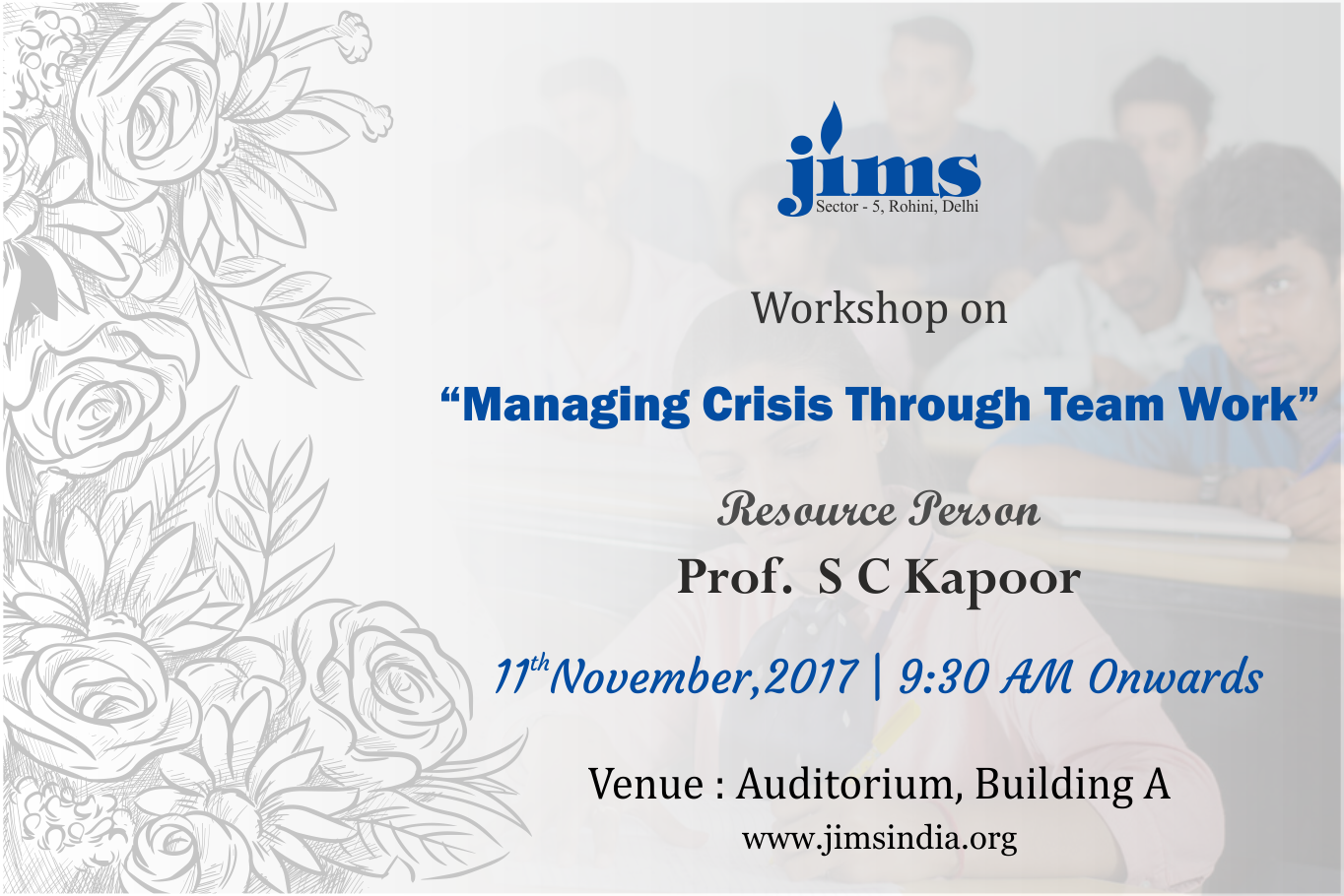 Workshop on Managing crisis through TEAM WORK