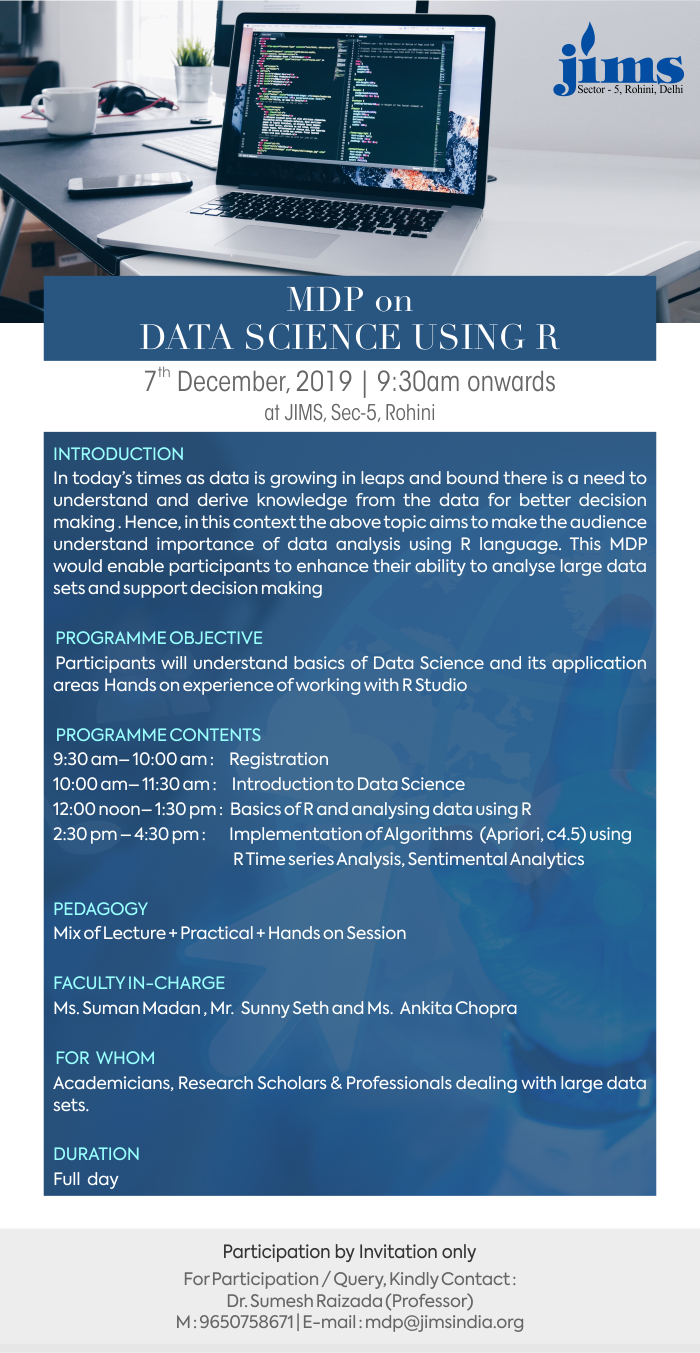MDP on Data Science Using R, on 7th Dec, 19